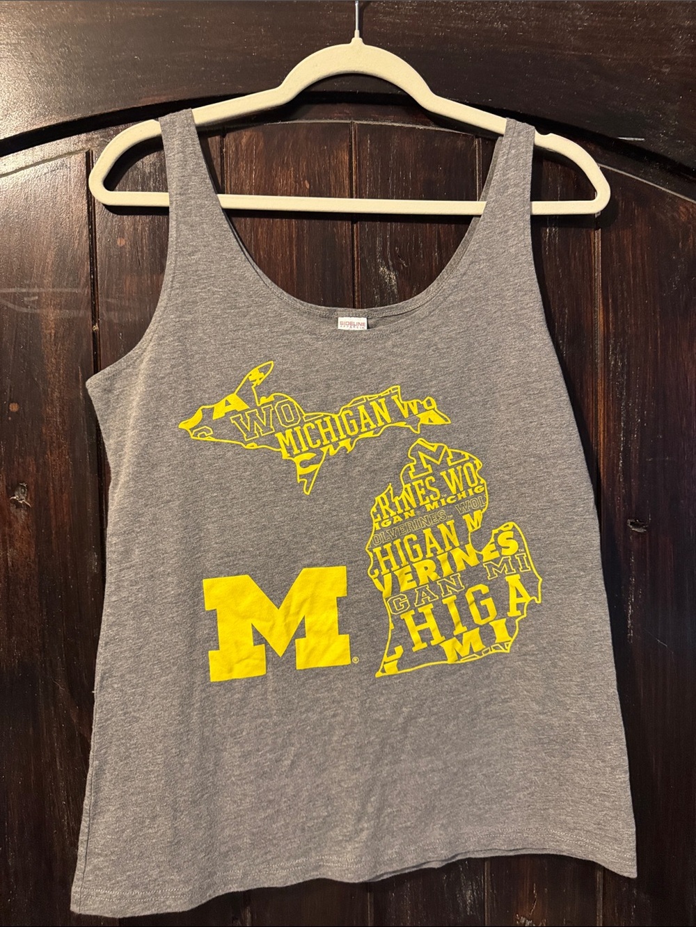 Michigan Graphic Scoop Neck Tank Top - Gray & Maize